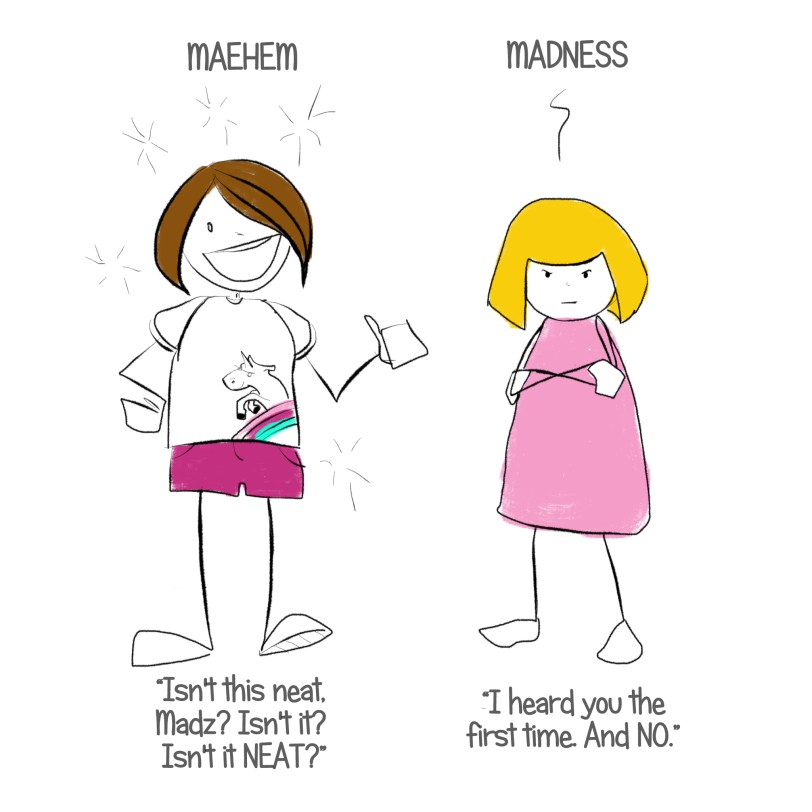 The odd couple, in pigtails.