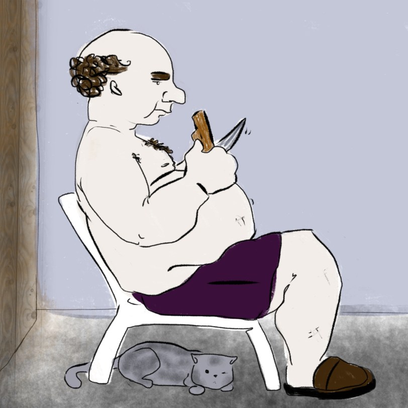 "'m whittling." "What are you whittling?" "I'm whittling wood."