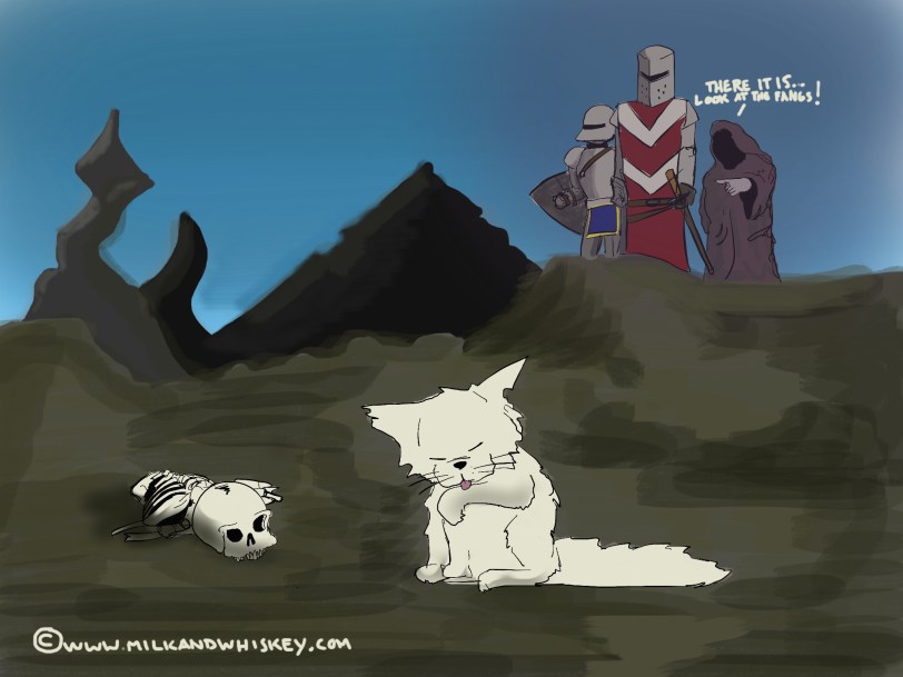 "What, that? That's just a harmless kitty!"