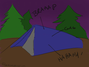 Coffin tent, or methane trap depending on how the cowboy stew turned out. 